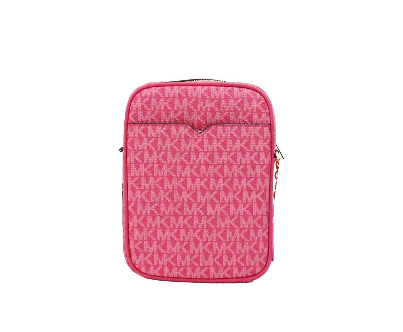 Electric Pink PVC Flight Leather North South Chain Crossbody Bag