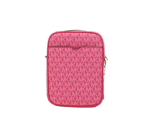 Electric Pink PVC Flight Leather North South Chain Crossbody Bag