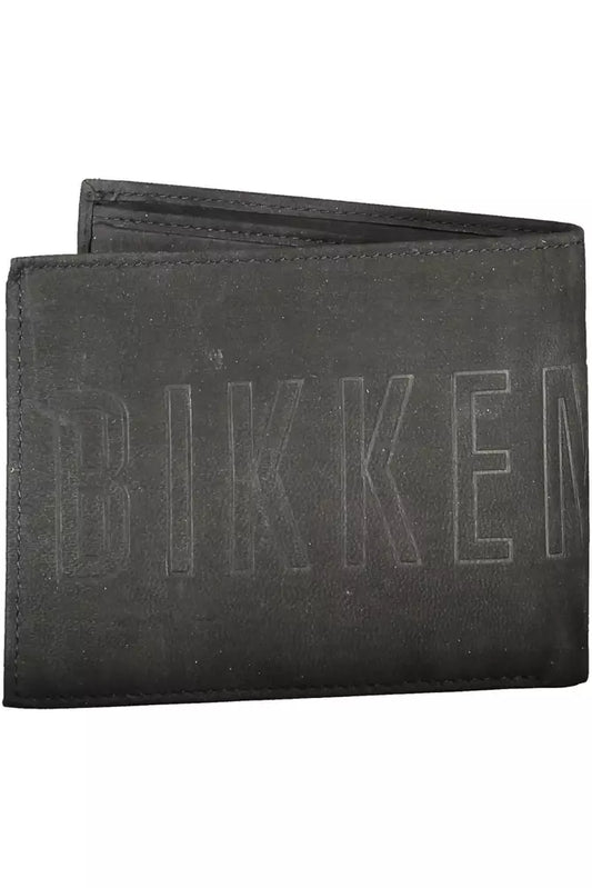 Sleek Black Leather Wallet with Contrasting Accents