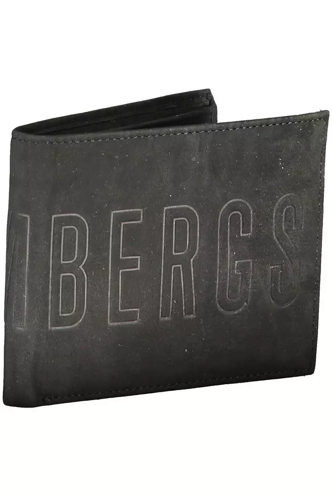 Sleek Black Leather Wallet with Contrasting Accents