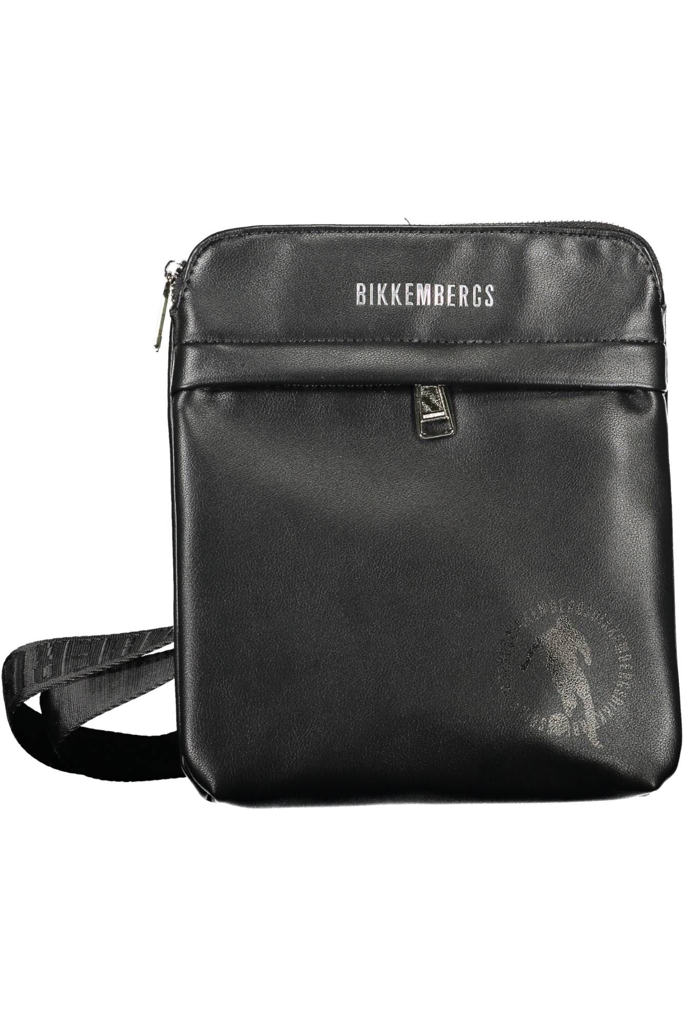 Sleek Black Polyurethane Shoulder Bag