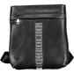 Sleek Black Polyurethane Shoulder Bag with Logo