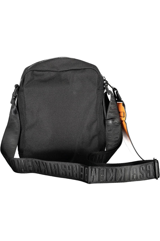 Sleek Black Polyester Shoulder Bag