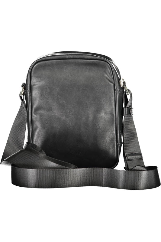 Sleek Black Shoulder Bag with Contrasting Details