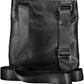 Sleek Black Polyurethane Shoulder Bag with Logo