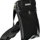 Sleek Black Polyurethane Shoulder Bag