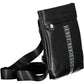 Sleek Black Polyurethane Shoulder Bag with Logo