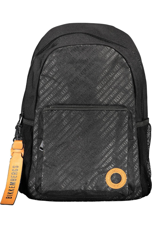 Sleek Black Nylon Backpack with Contrasting Details