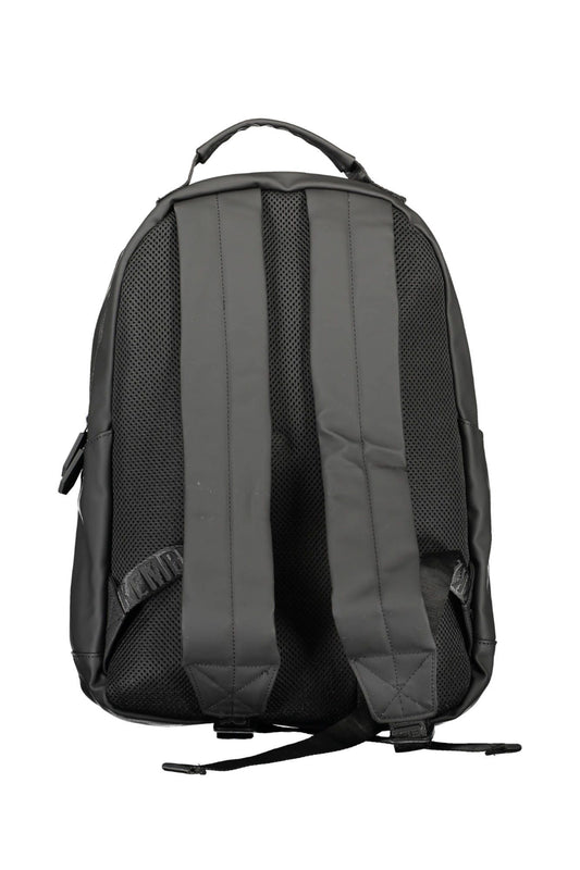 Sleek Black Urban Backpack with Contrasting Details