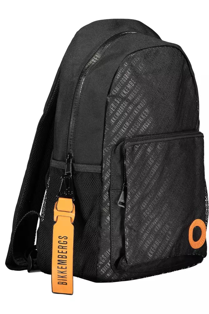 Elegant Black Nylon Backpack With Logo Detail