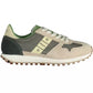 Beige Lace-Up Sneakers with Logo Accent