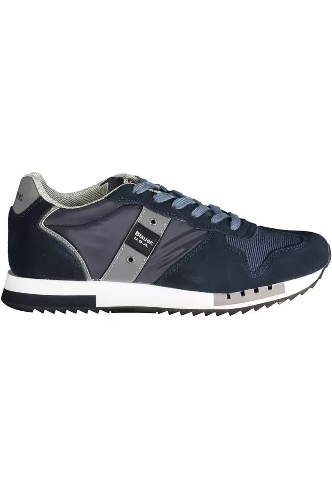 Sleek Blue Sports Sneakers with Contrasting Details