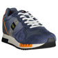Blue Contrasting Lace-Up Sports Sneakers