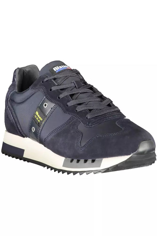 Sleek Blue Lace-Up Sneakers with Striking Accents