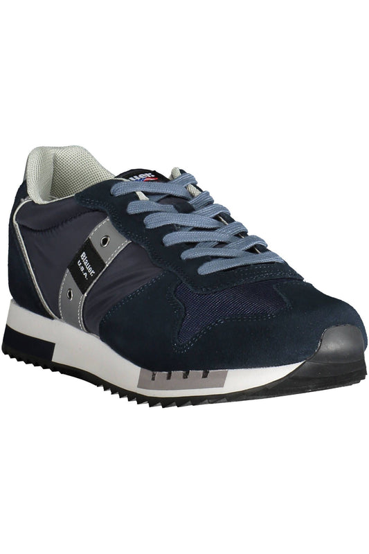 Blue Contrasting Laced Sporty Sneakers