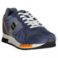 Elegant Blue Lace-up Sneakers with Contrast Details