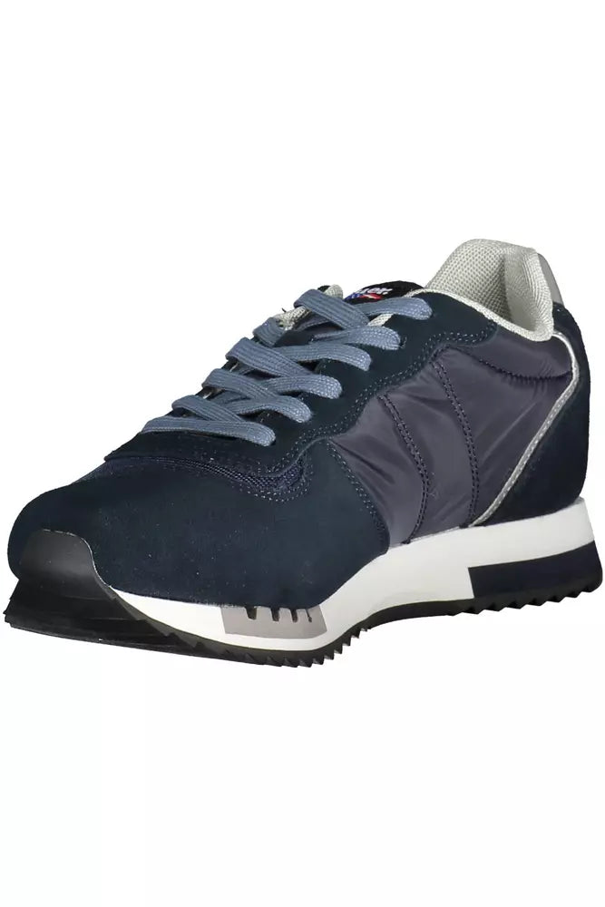 Sleek Blue Sports Sneakers with Contrasting Details