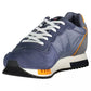 Elegant Blue Lace-up Sneakers with Contrast Details
