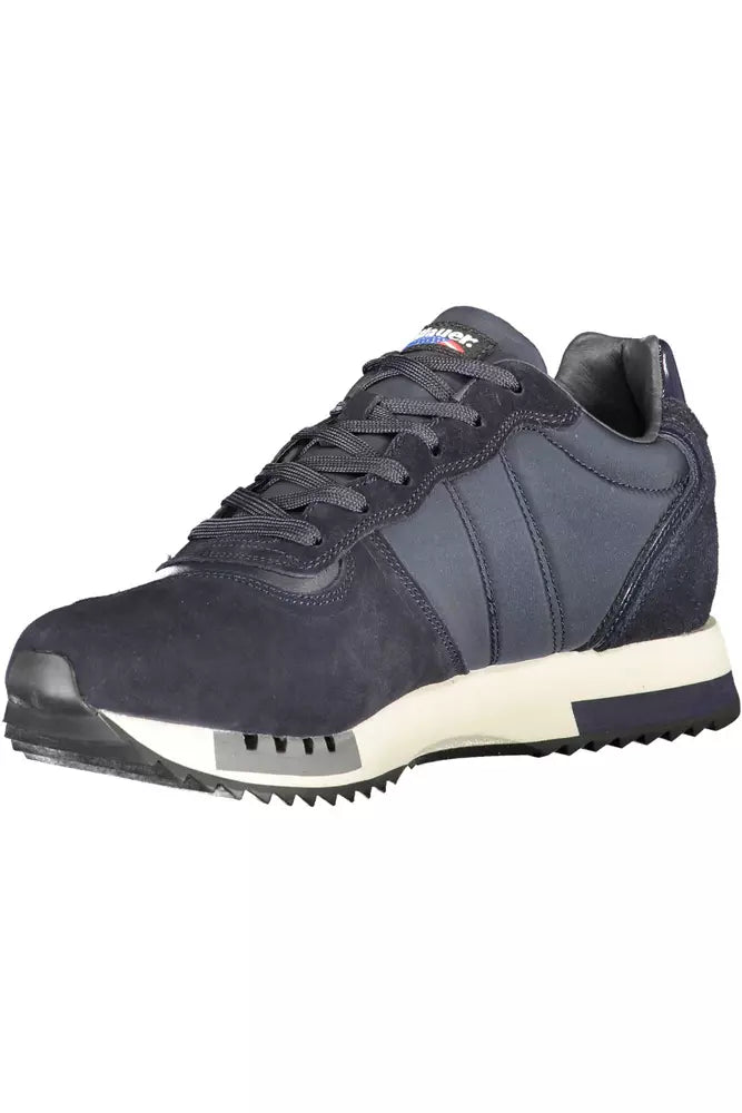 Sleek Blue Lace-Up Sneakers with Striking Accents