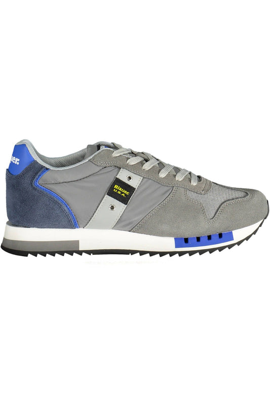 Sleek Gray Sports Sneakers with Contrasting Accents