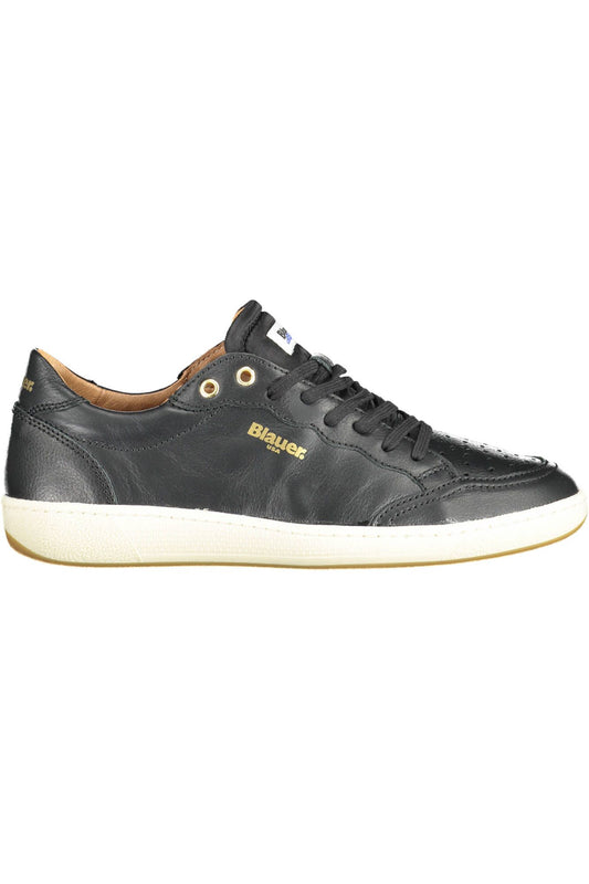 Sleek Black Sports Sneakers with Contrast Sole