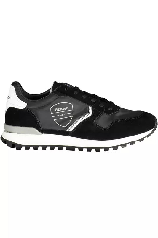 Sleek Black Lace-Up Sports Sneakers