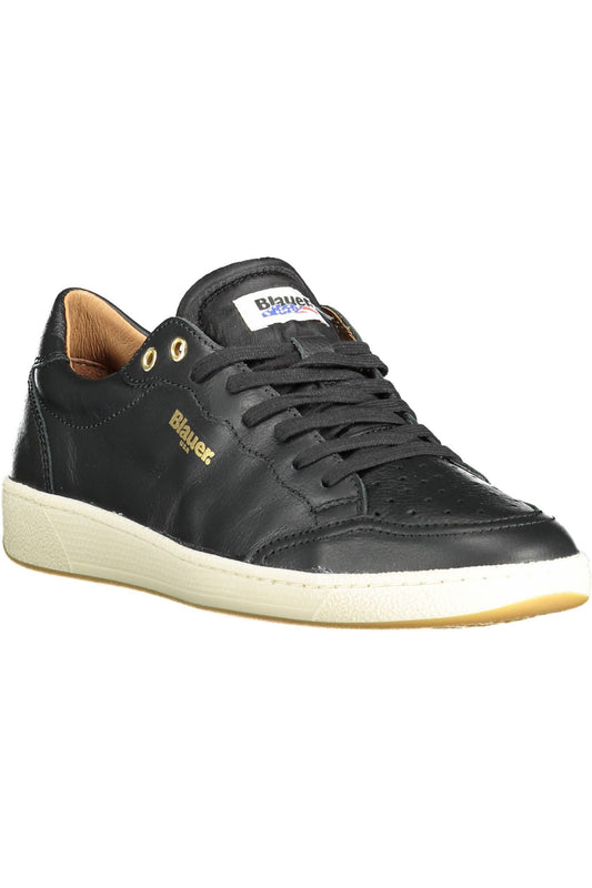 Sleek Black Sports Sneakers with Contrast Sole