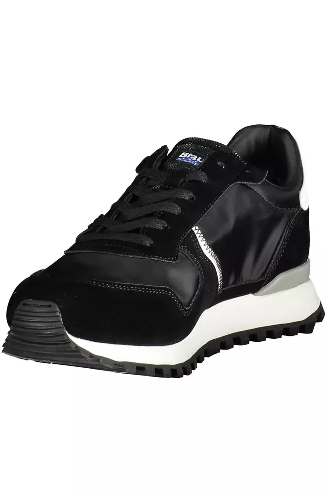 Sleek Black Lace-Up Sports Sneakers