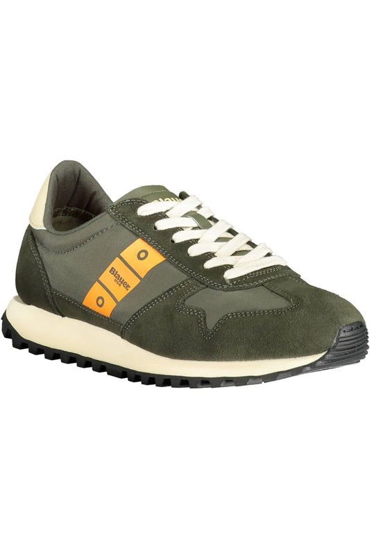 Sleek Green Sports Sneakers with Contrasting Details