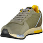 Green Contrast Lace-Up Sports Sneakers