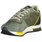 Green Lace-Up Sports Sneaker with Logo