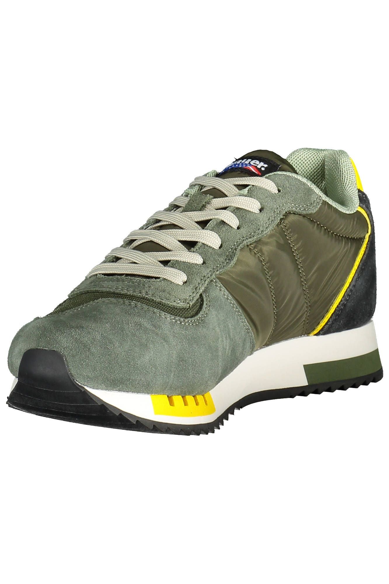 Green Contrast Lace-Up Sports Sneakers