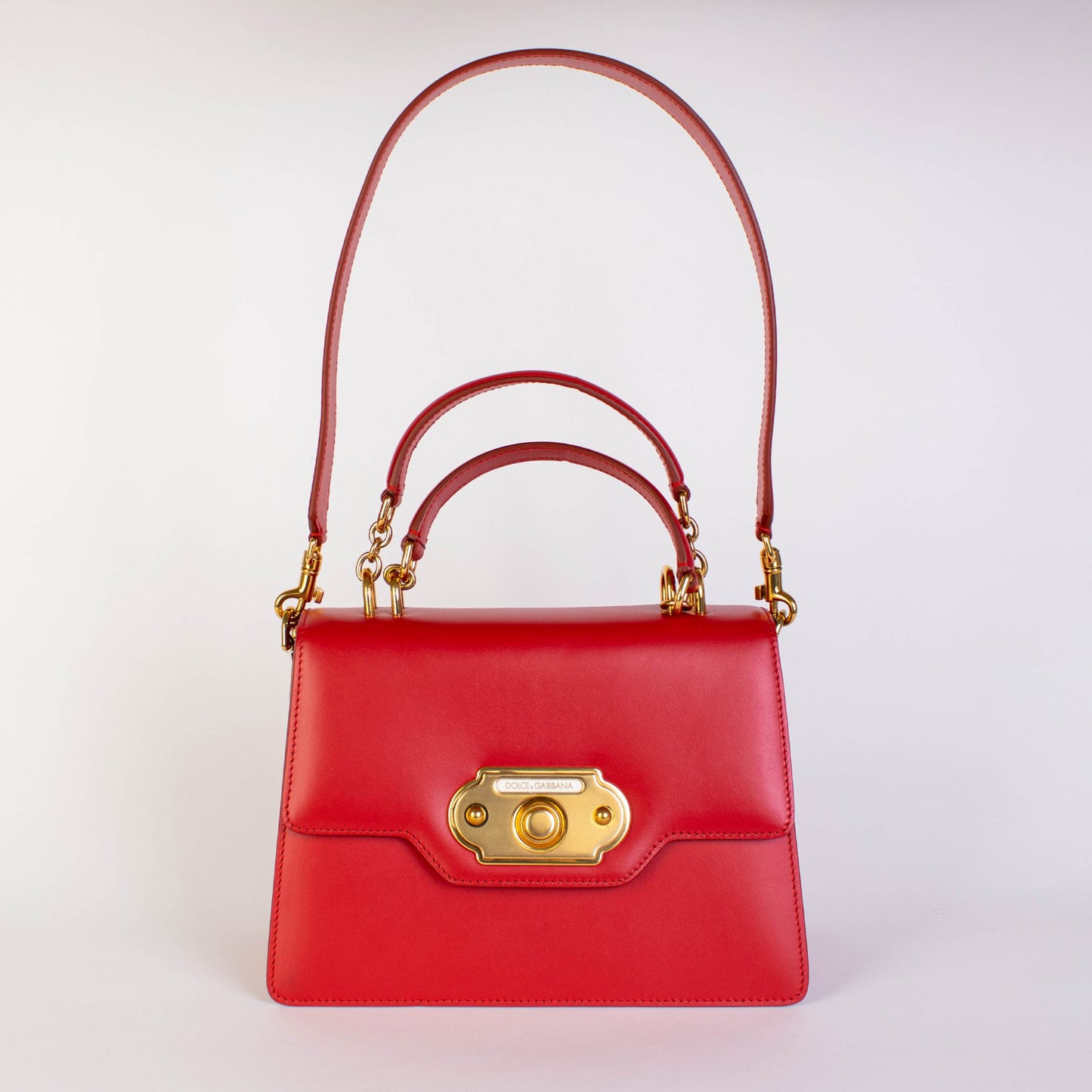 Chic Red Leather Welcome Handbag