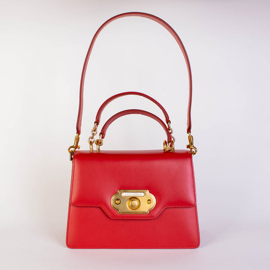 Chic Red Leather Welcome Handbag