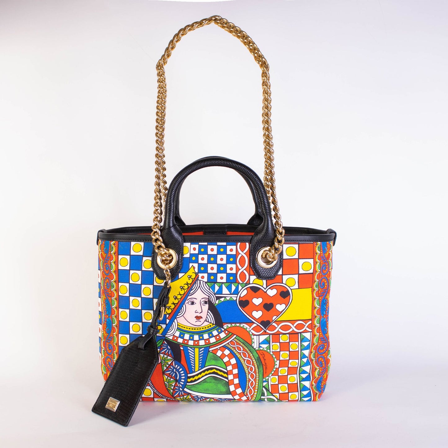 Queen of Hearts Multicolor Leather Handbag