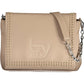 Beige Chain-Handle Shoulder Bag with Contrasting Details