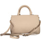 Chic Beige Dual-Compartment Handbag with Logo Detail