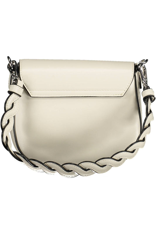 Elegant White Shoulder Bag with Contrasting Details