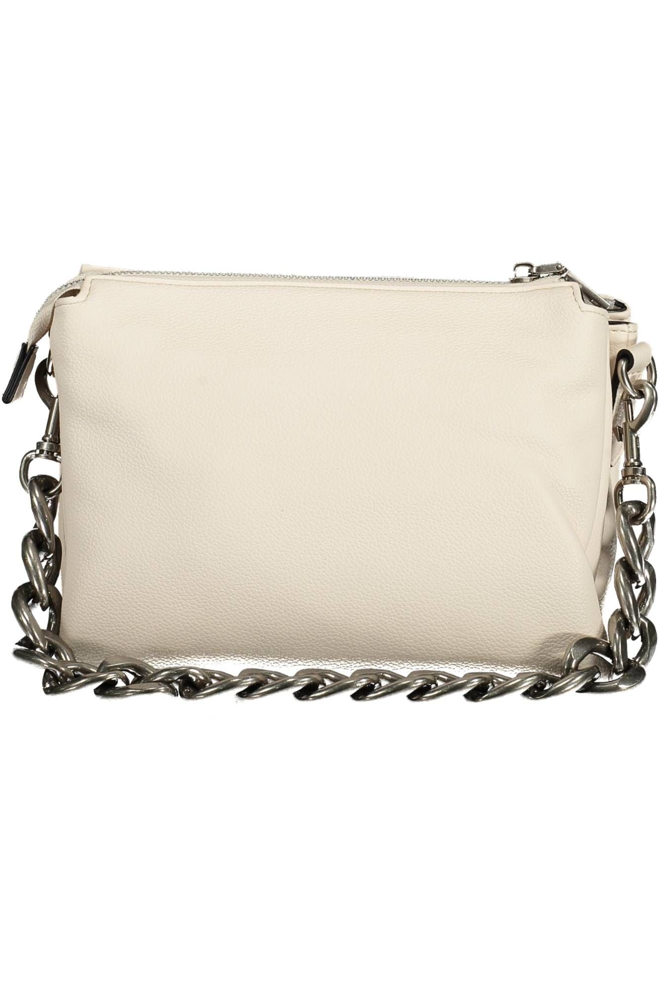 Elegant White Shoulder Bag with Contrasting Details