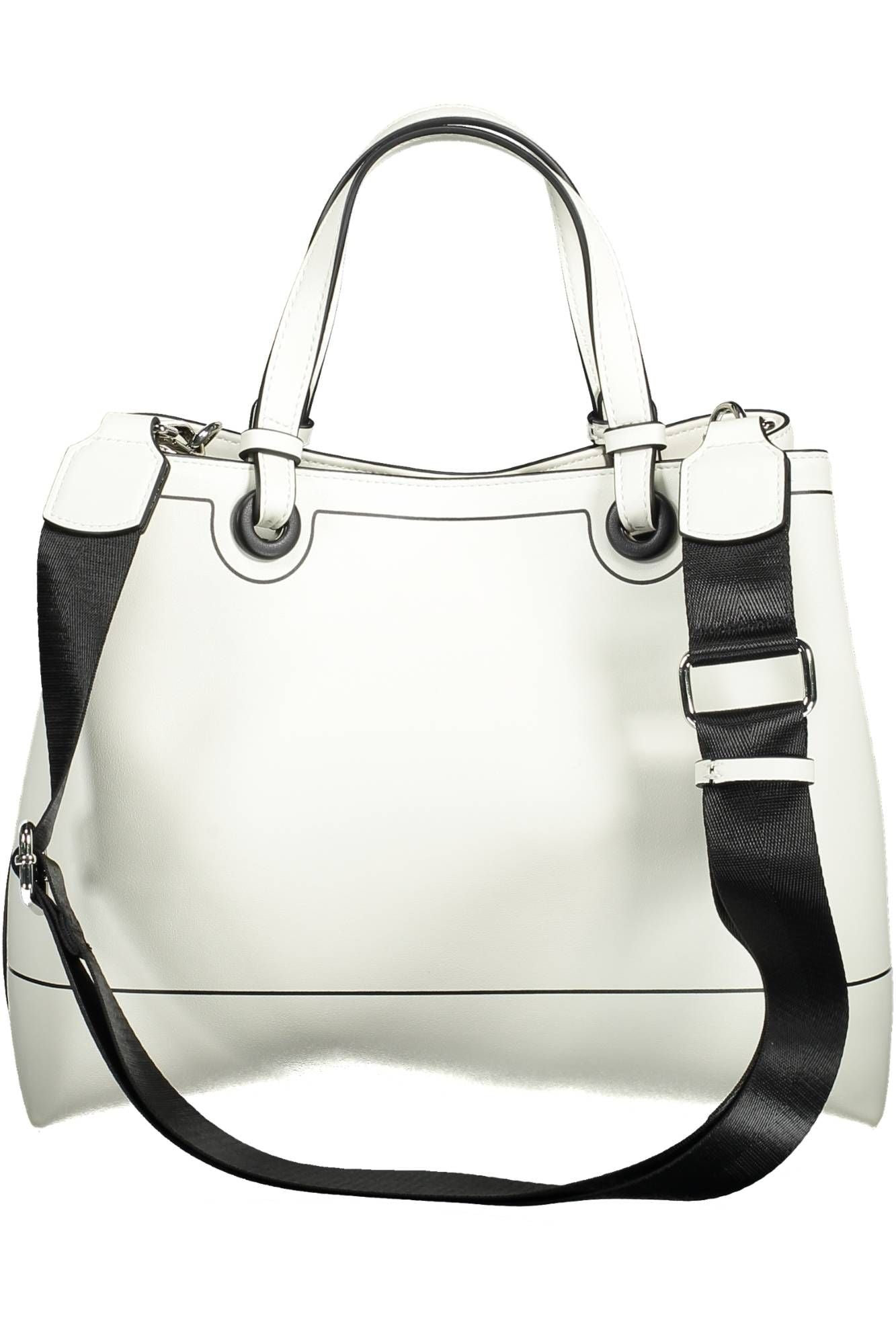 Elegant White Two-Compartment Handbag