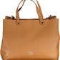 Elegant Two-Tone Brown Handbag with Logo Detail