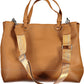 Elegant Two-Tone Brown Handbag with Logo Detail