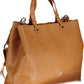 Elegant Two-Tone Brown Handbag with Logo Detail