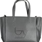 Chic Black Dual-Handle Printed Handbag