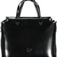 Elegant Black Two-Handle Bag with Contrasting Details
