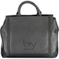 Elegant Two-Handle Black Handbag with Contrasting Details