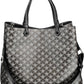 Chic Black Two-Handle Bag with Contrasting Details