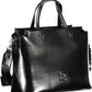 Elegant Black Two-Handle Bag with Contrasting Details