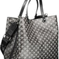 Chic Black Two-Handle Bag with Contrasting Details