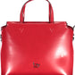Elegant Red Two-Handle Satchel with Print Detail
